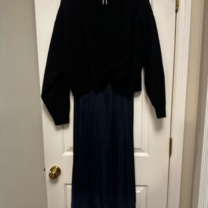 Anthropologie Black and Navy Twofer Long Sleeve Dress